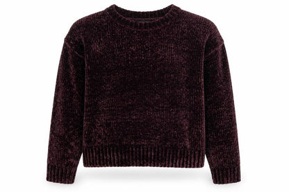 Front view of New Look women’s purple polyester pullover sweatshirt, size M