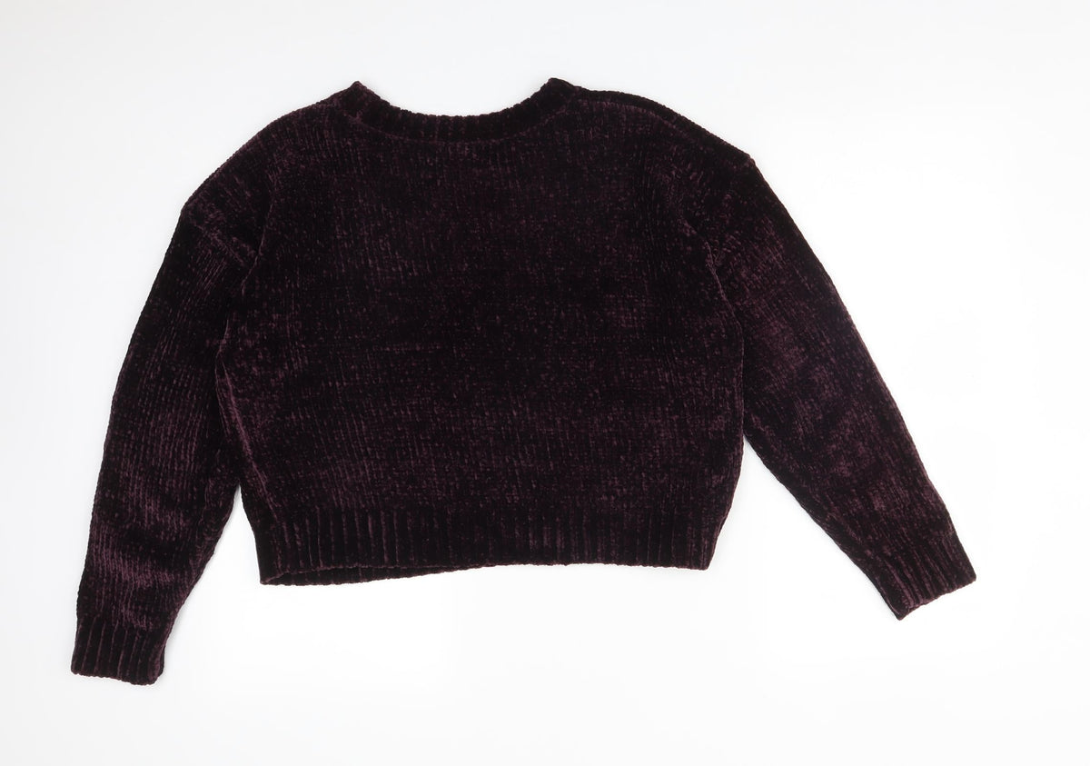 Back view of New Look women’s purple polyester pullover sweatshirt, size M