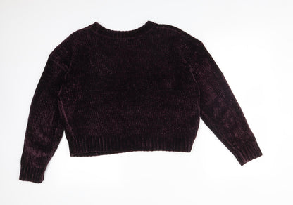 Back view of New Look women’s purple polyester pullover sweatshirt, size M