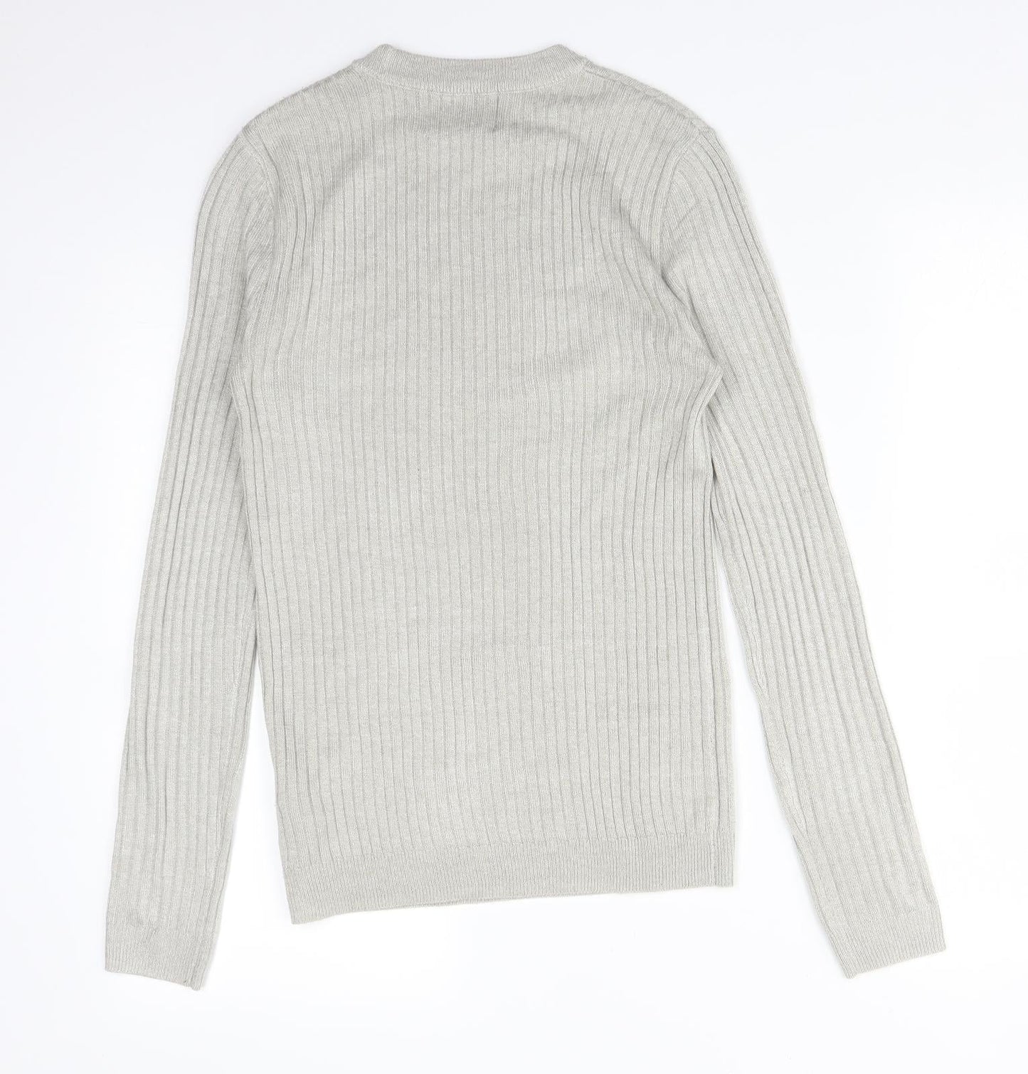 Topman Mens Grey Striped Acrylic Pullover Sweatshirt