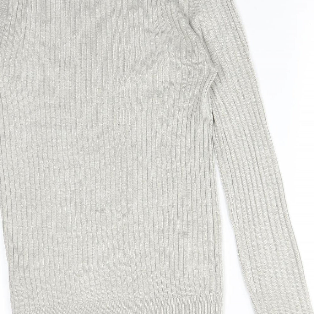 Topman Mens Grey Striped Acrylic Pullover Sweatshirt