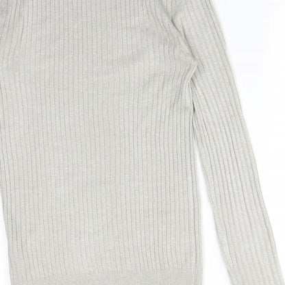 Topman Mens Grey Striped Acrylic Pullover Sweatshirt