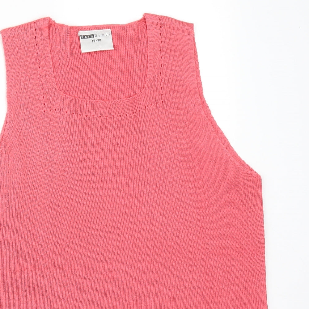 Womens UK Size 20 Sara Pink Basic T-Shirt