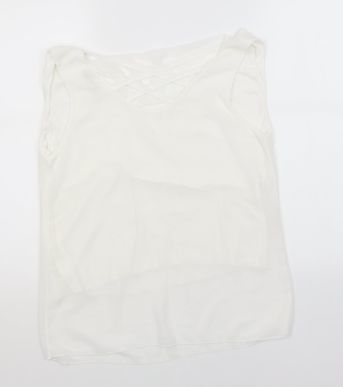 Womens UK Size  Preworn White Basic Tank
