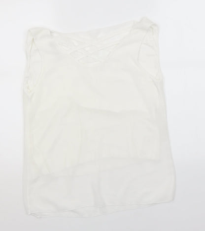 Womens UK Size  Preworn White Basic Tank
