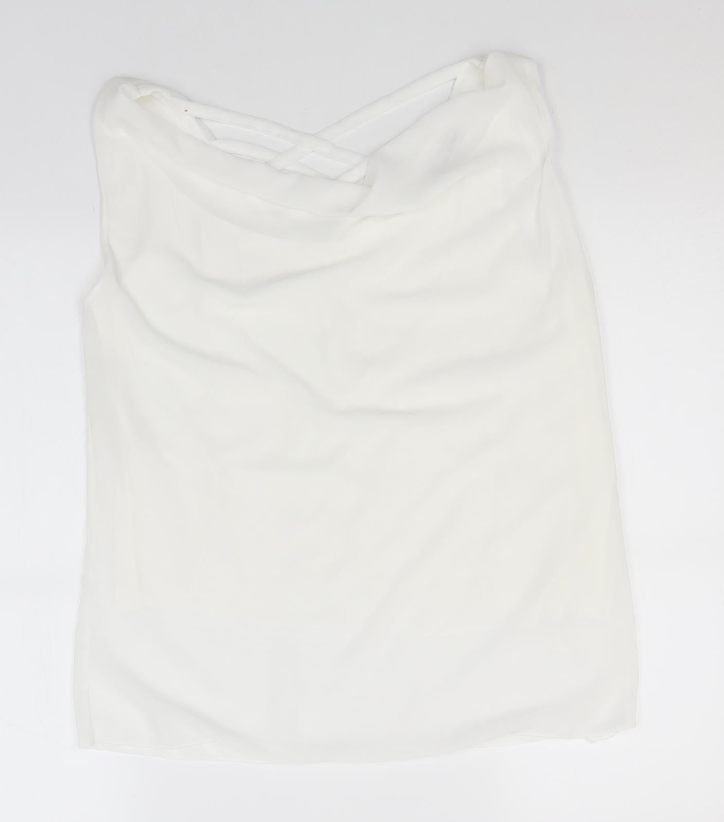 Womens UK Size  Preworn White Basic Tank