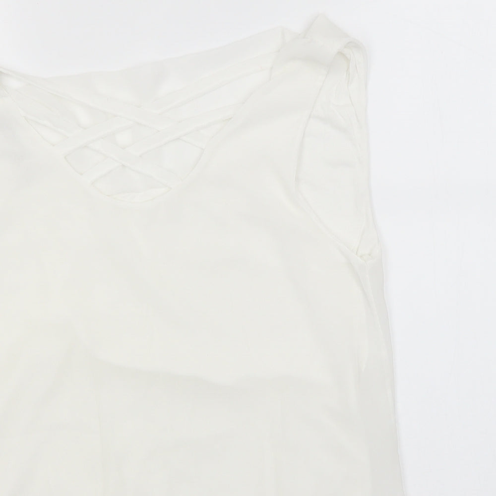 Womens UK Size  Preworn White Basic Tank