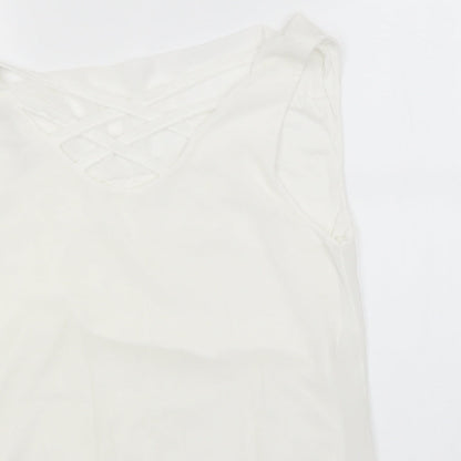 Womens UK Size  Preworn White Basic Tank