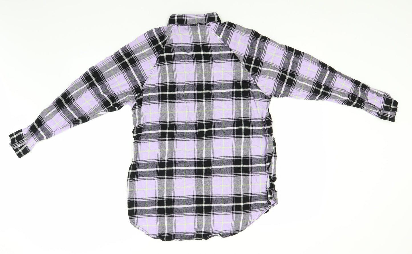 H&M Boys Blue Plaid Cotton Basic Button-Up Size 12 Years Collared