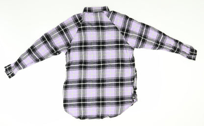 H&M Boys Blue Plaid Cotton Basic Button-Up Size 12 Years Collared
