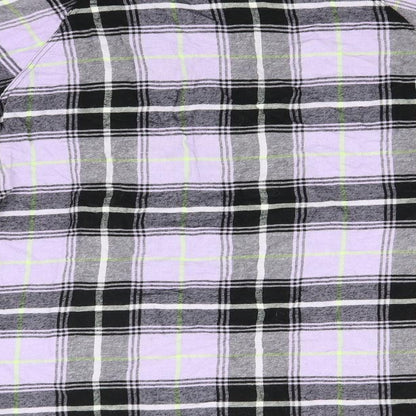 H&M Boys Blue Plaid Cotton Basic Button-Up Size 12 Years Collared