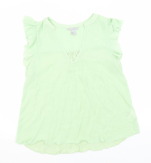 Womens UK Size M H&M Green Basic T-Shirt