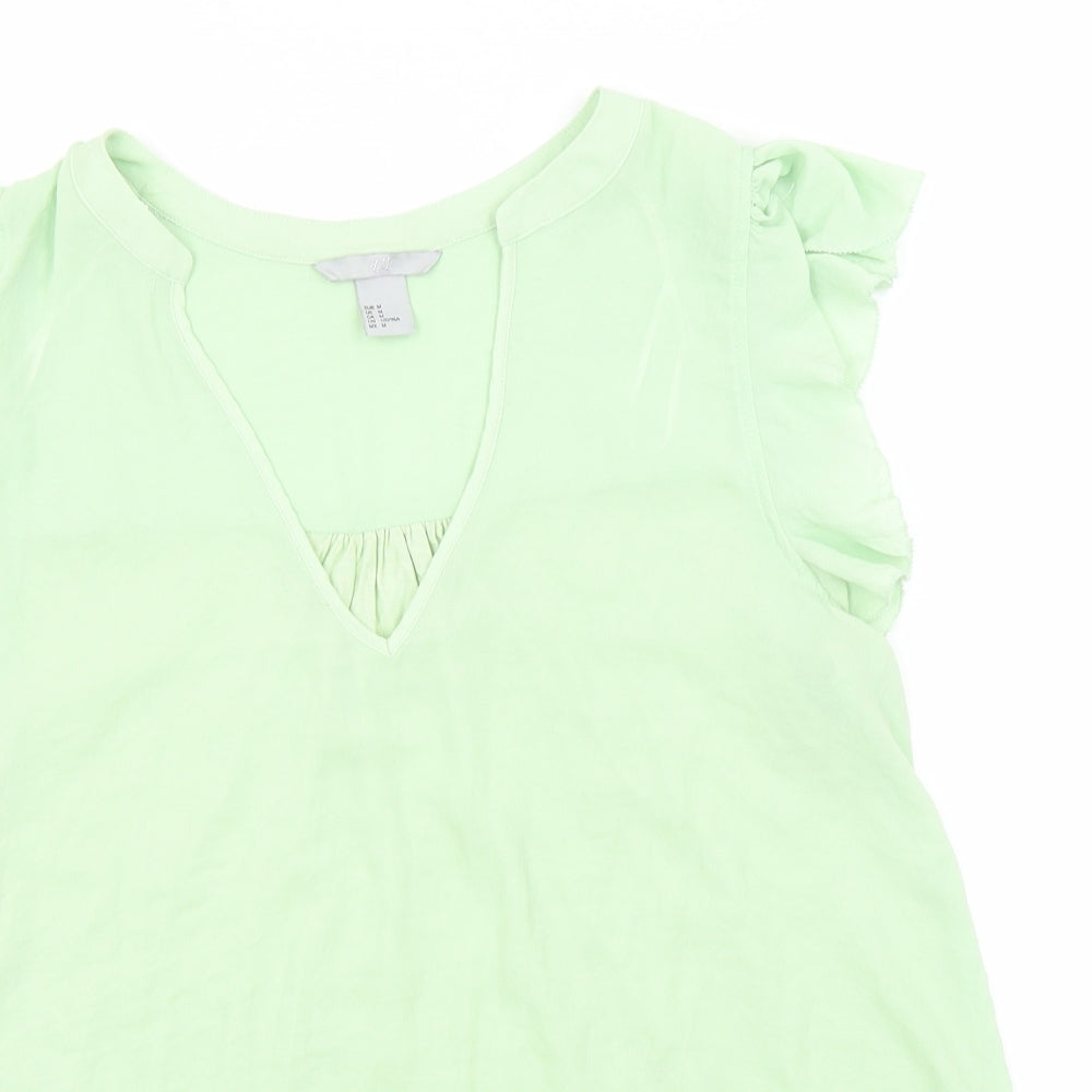 Womens UK Size M H&M Green Basic T-Shirt