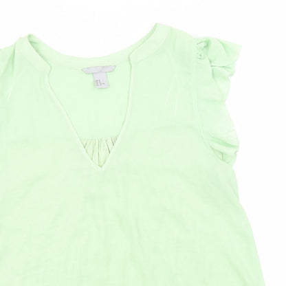 Womens UK Size M H&M Green Basic T-Shirt