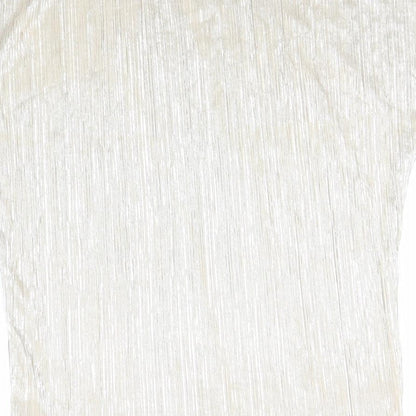 Papaya Womens Gold Striped Polyester Basic T-Shirt Size 12 Round Neck