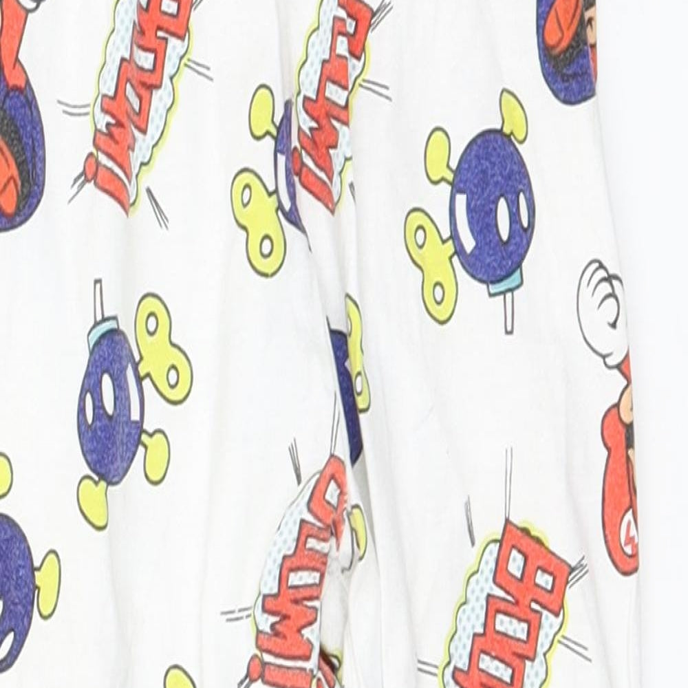 Mario Girls White Geometric Cotton  Pyjama Pants Size 8-9 Years