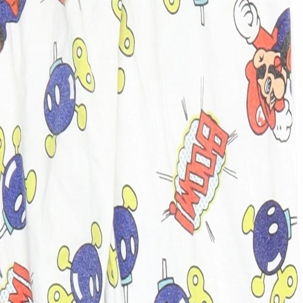 Mario Girls White Geometric Cotton  Pyjama Pants Size 8-9 Years