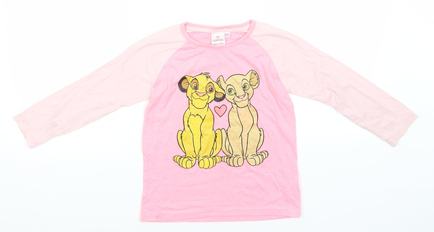 Disney Girls Pink Solid Polyester Top Pyjama Top Size 6-7 Years   - Lion King