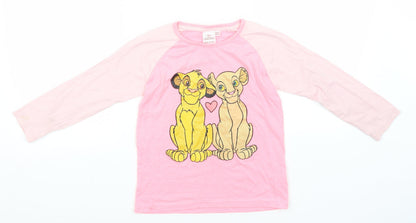 Disney Girls Pink Solid Polyester Top Pyjama Top Size 6-7 Years   - Lion King