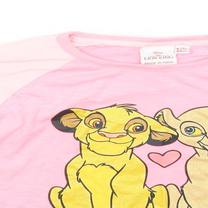 Disney Girls Pink Solid Polyester Top Pyjama Top Size 6-7 Years   - Lion King
