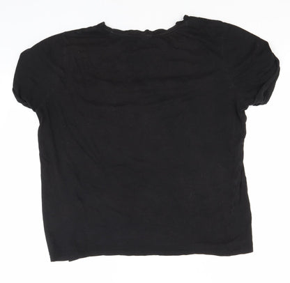 Divided Womens Black   Basic T-Shirt Size L Round Neck - Au Revoir 1989 - 96