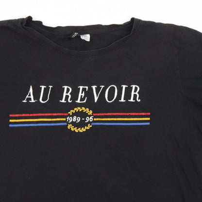 Divided Womens Black   Basic T-Shirt Size L Round Neck - Au Revoir 1989 - 96