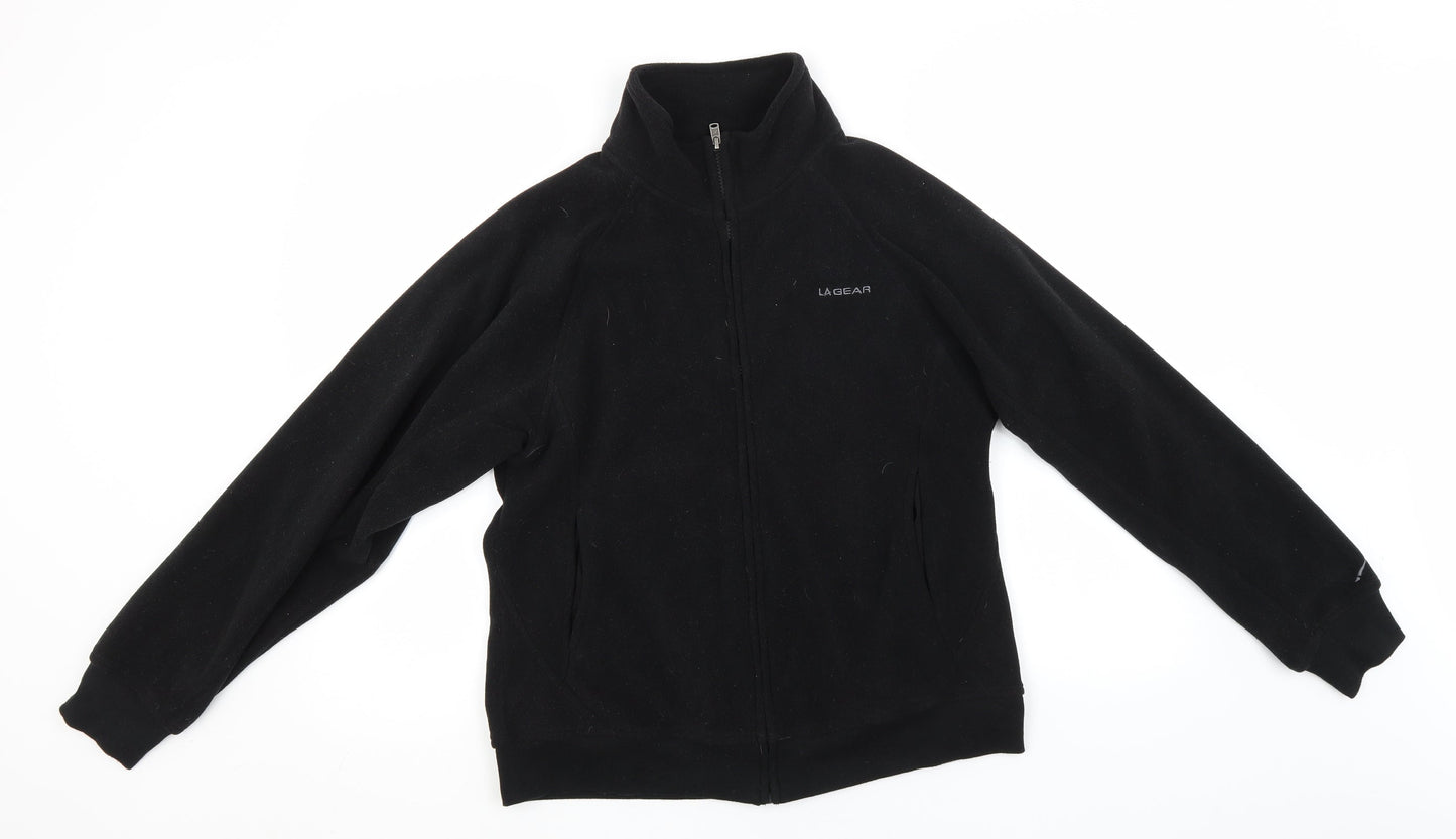 LA Gear Womens Black Crew Neck  Polyester Full Zip Jumper Size 14