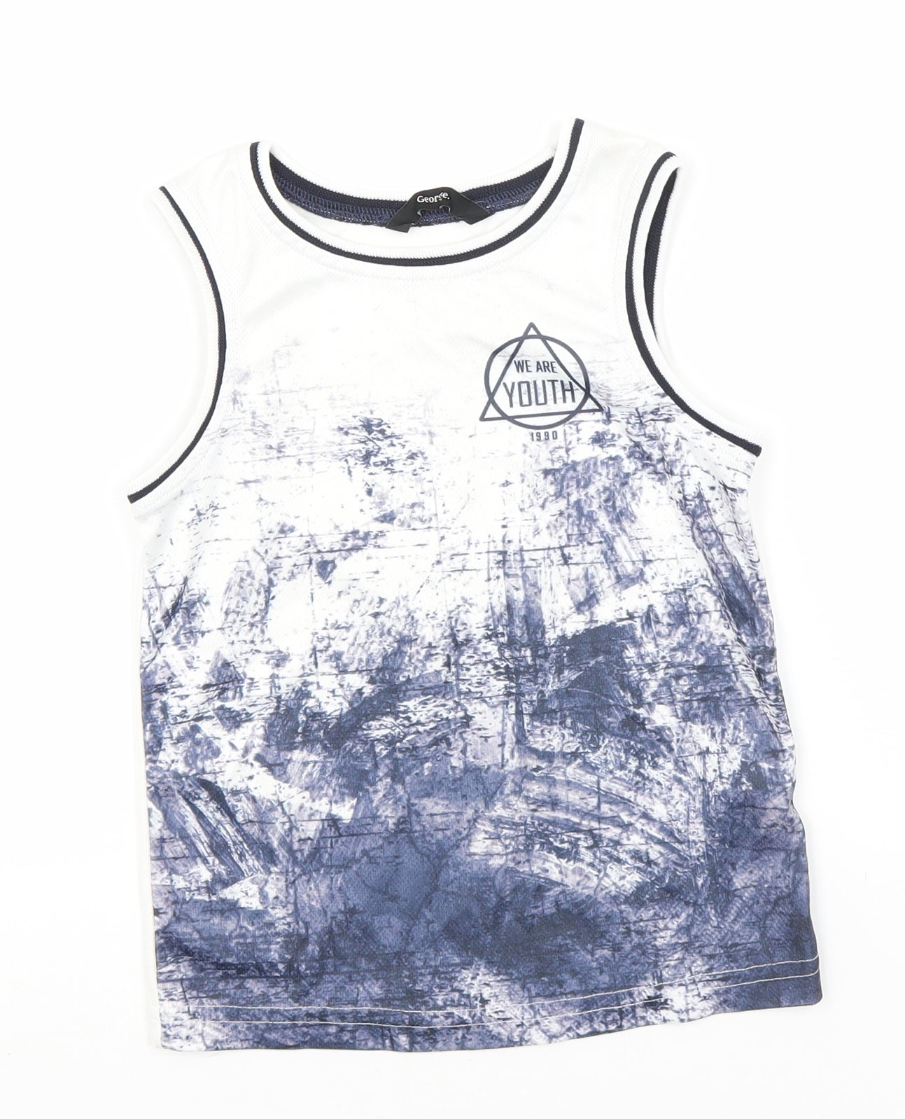 George Boys White  Polyester Basic Tank Size 5-6 Years Round Neck  - We are Youth
