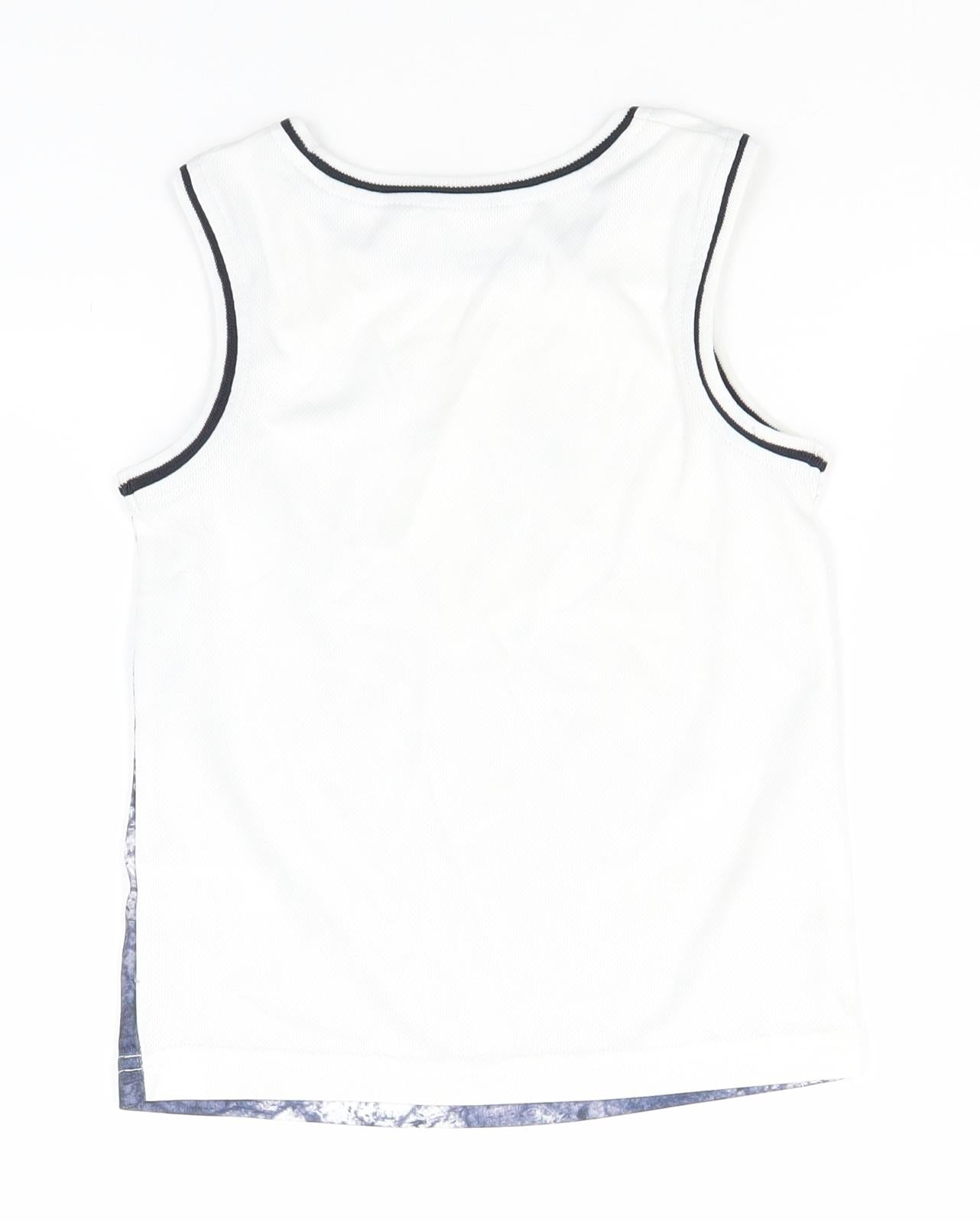 George Boys White  Polyester Basic Tank Size 5-6 Years Round Neck  - We are Youth