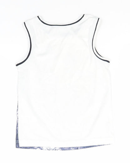 George Boys White  Polyester Basic Tank Size 5-6 Years Round Neck  - We are Youth