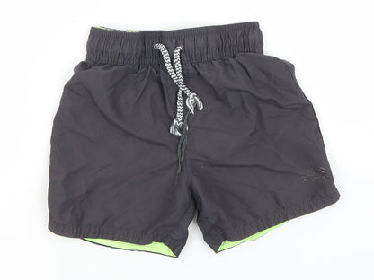 Additional front view of George boys’ green polyester utility shorts, size 6-7, years regular