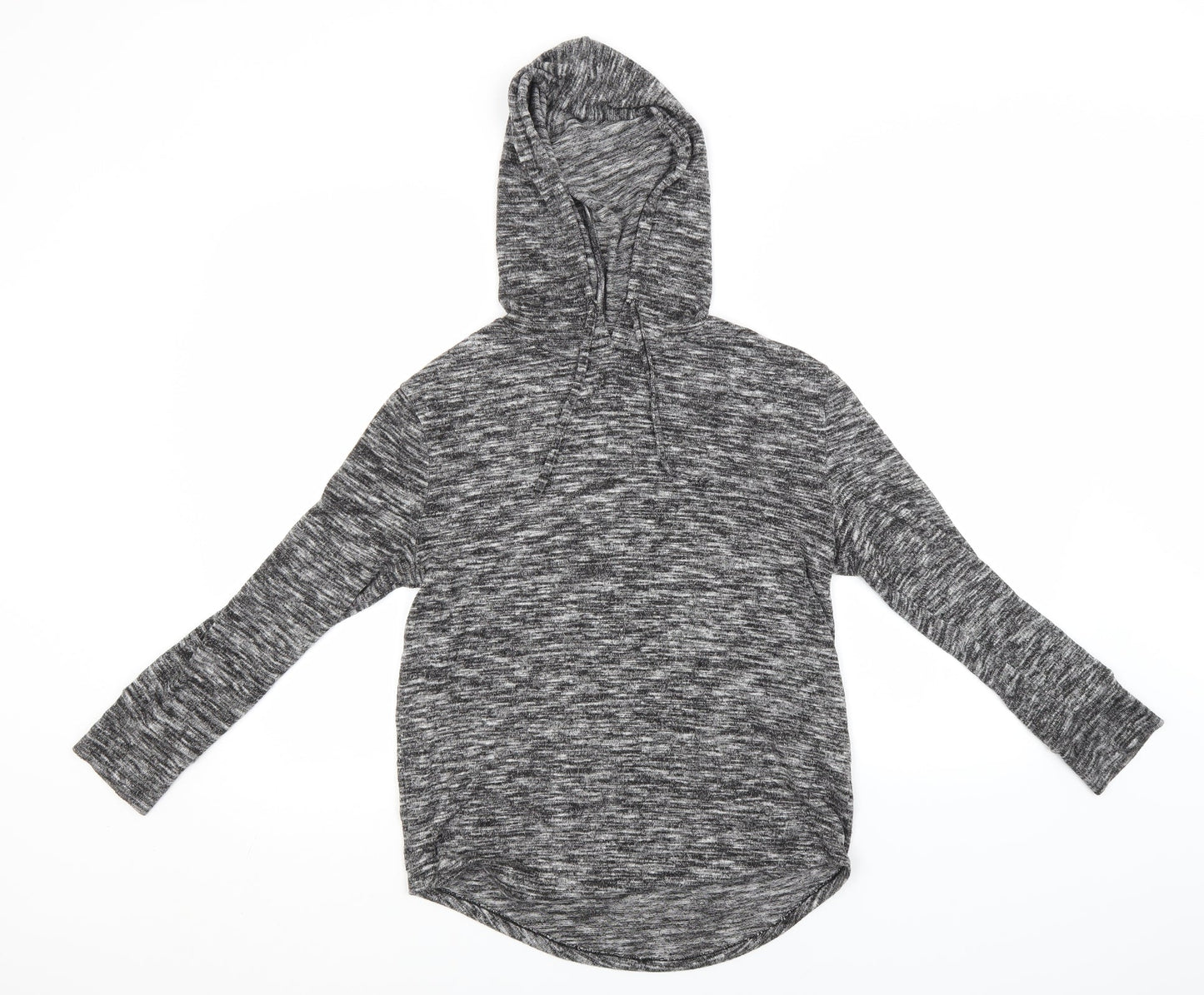 Matalan Womens Grey Striped Viscose Pullover Hoodie Size XS