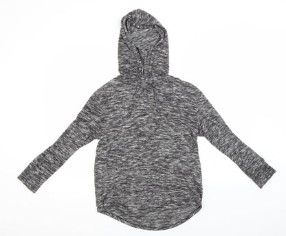 Matalan Womens Grey Striped Viscose Pullover Hoodie Size XS
