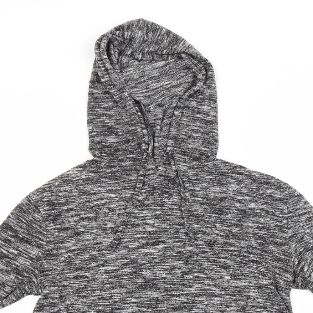 Matalan Womens Grey Striped Viscose Pullover Hoodie Size XS
