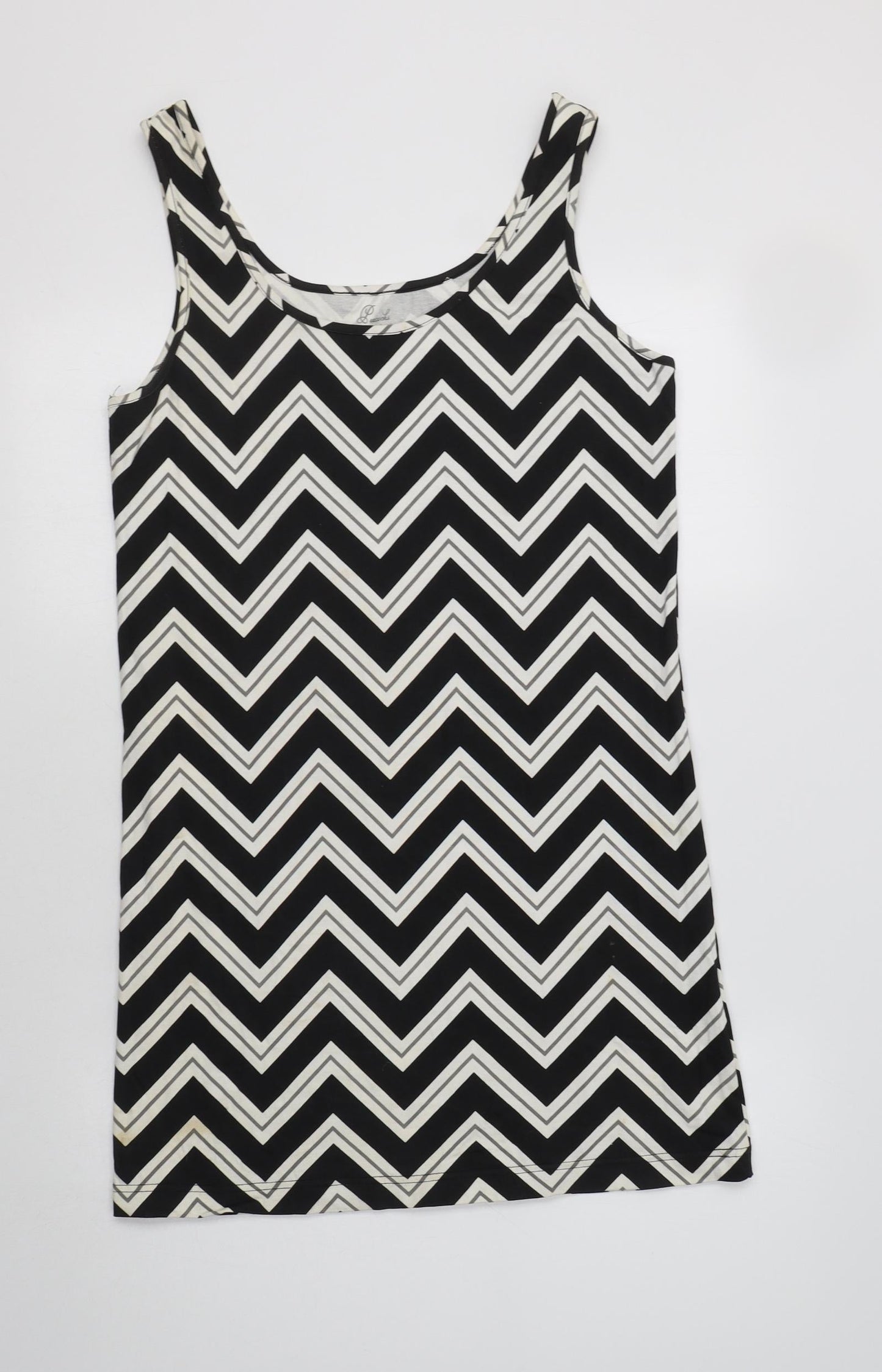 Peacocs Womens Black Geometric Cotton Tank Dress  Size 16