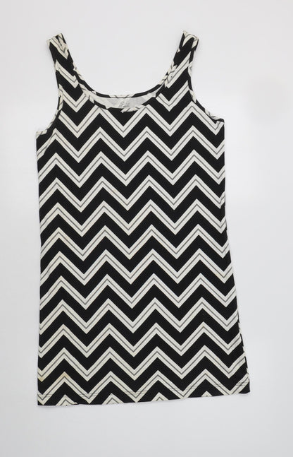 Peacocs Womens Black Geometric Cotton Tank Dress  Size 16
