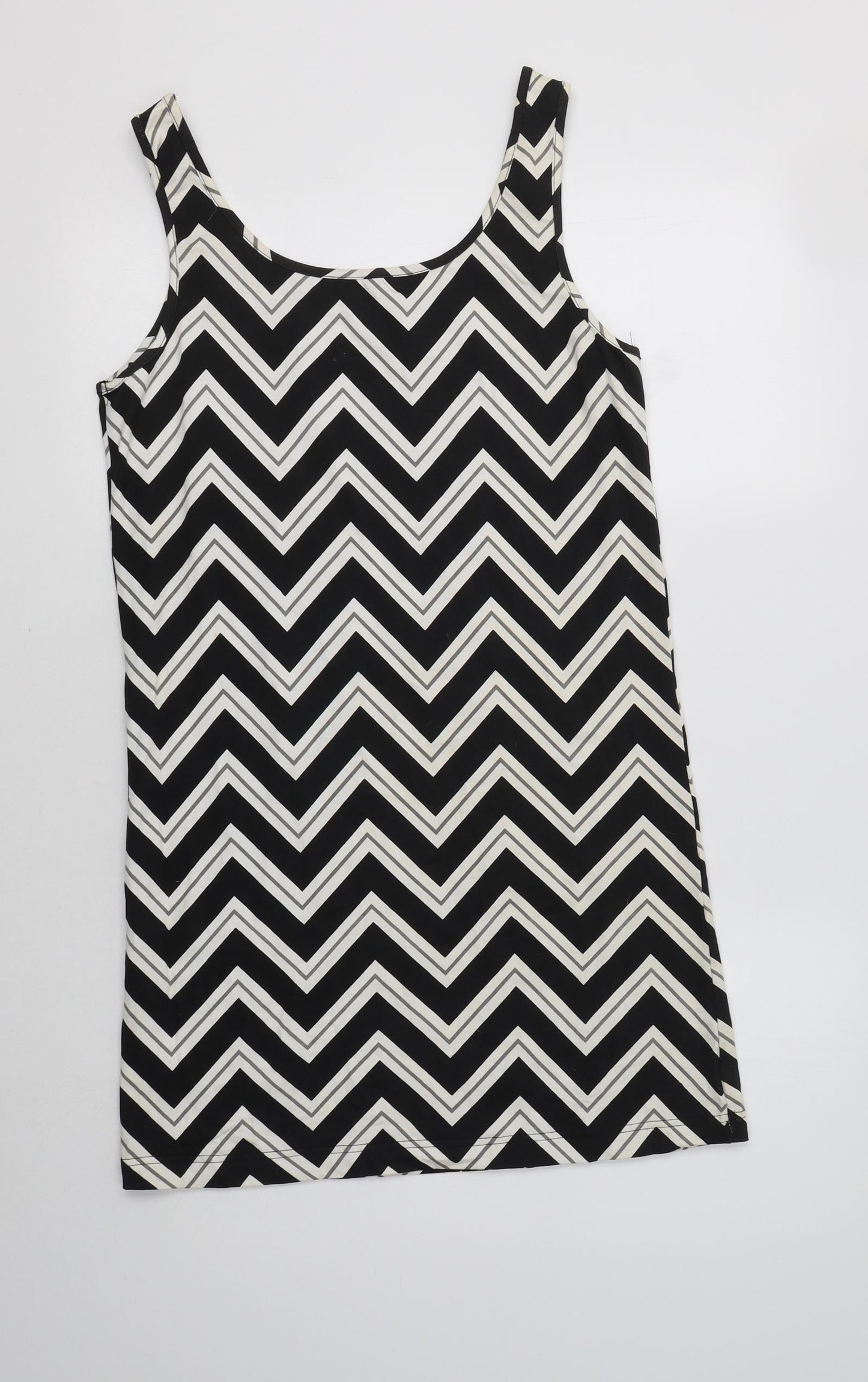 Peacocs Womens Black Geometric Cotton Tank Dress  Size 16