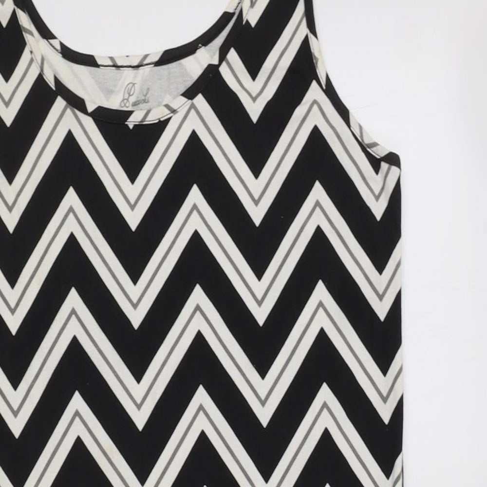 Peacocs Womens Black Geometric Cotton Tank Dress  Size 16