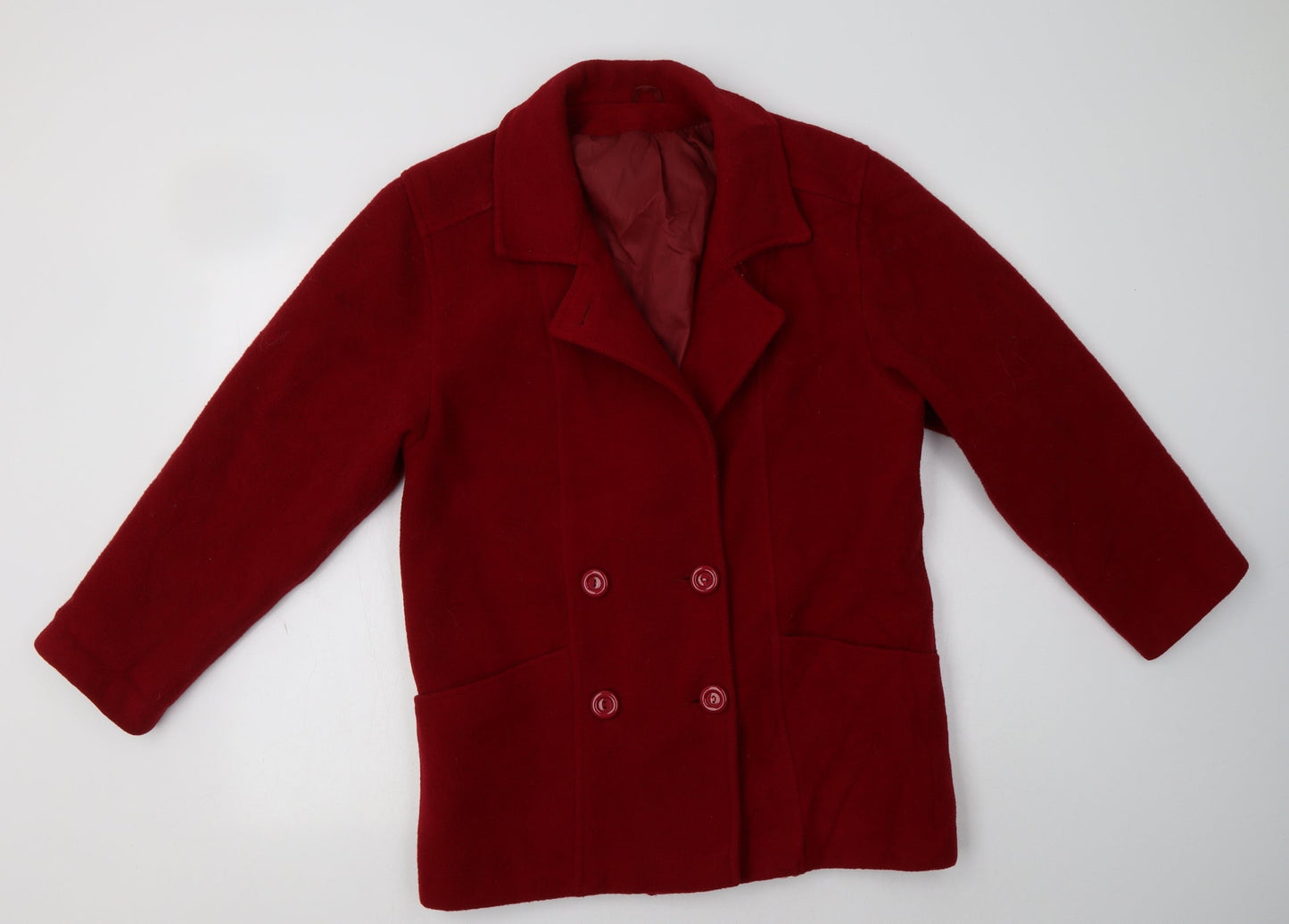 Womens UK Size 10 Preworn Red Overcoat