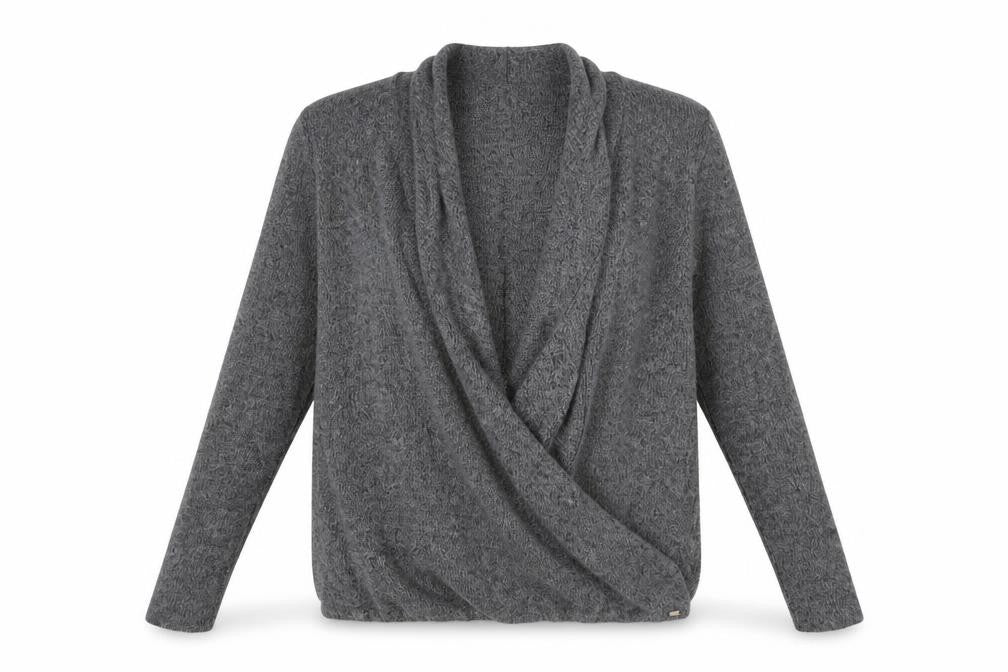 Front view of Next women’s grey polyester top lounge set, size UK 12