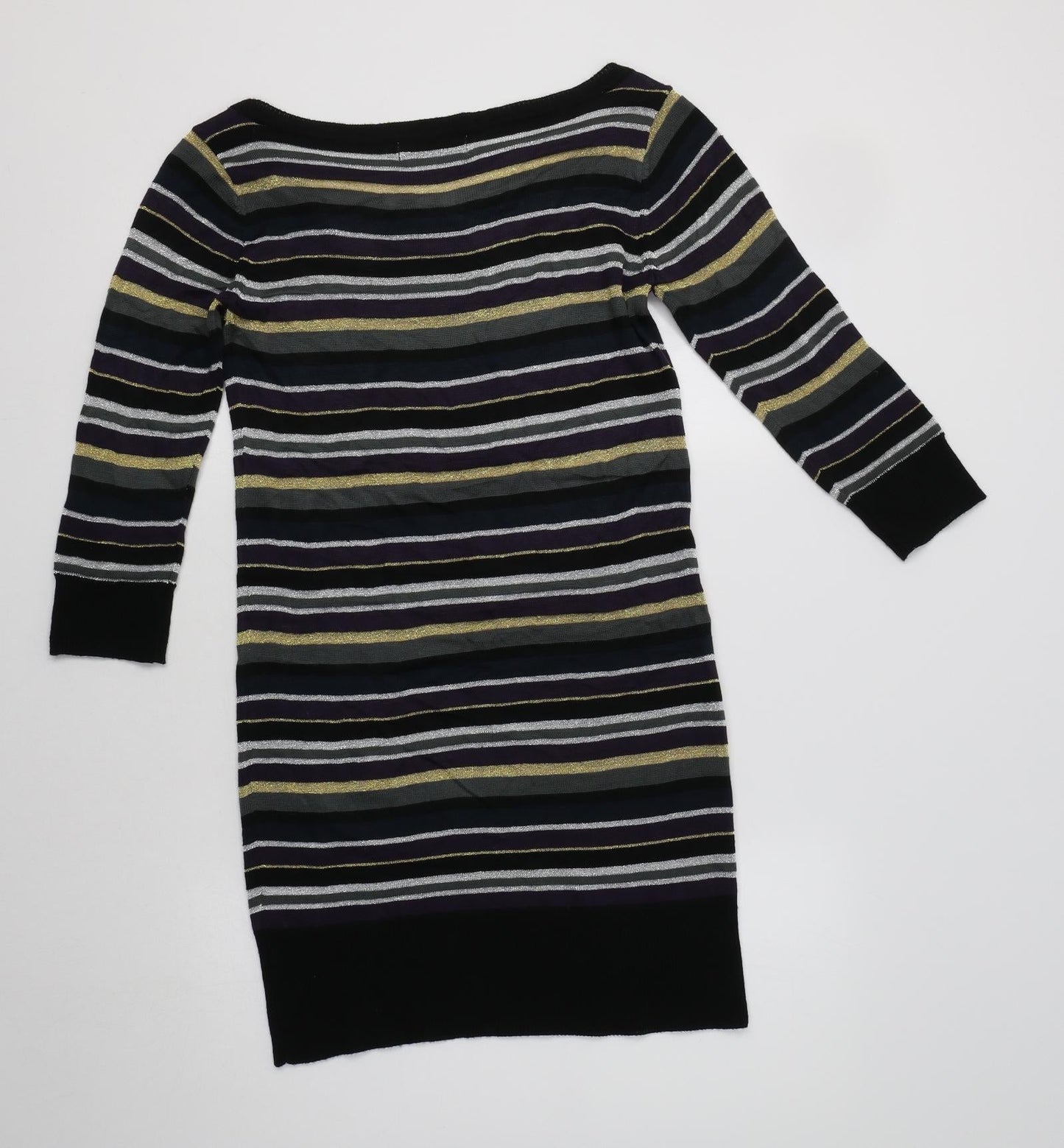 Soaked in Luxury Womens Multicoloured Striped Acrylic Jumper Dress  Size S  Boat Neck