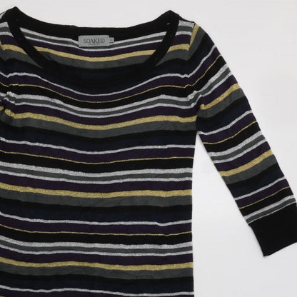 Soaked in Luxury Womens Multicoloured Striped Acrylic Jumper Dress  Size S  Boat Neck