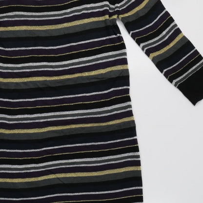 Soaked in Luxury Womens Multicoloured Striped Acrylic Jumper Dress  Size S  Boat Neck