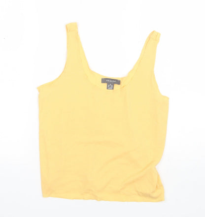 Primark Womens Yellow  Polyester Basic Tank Size M Round Neck