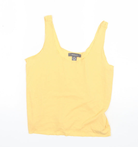 Primark Womens Yellow  Polyester Basic Tank Size M Round Neck