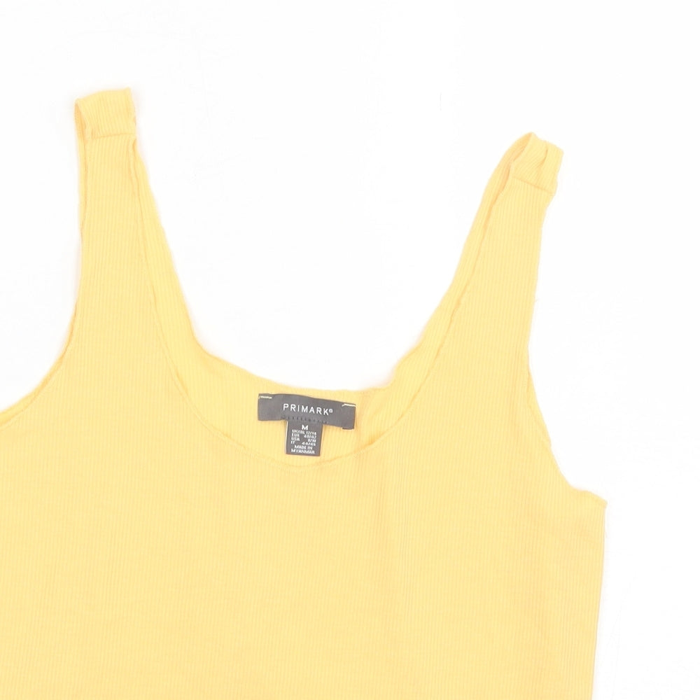 Primark Womens Yellow  Polyester Basic Tank Size M Round Neck