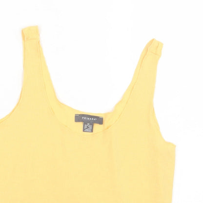 Primark Womens Yellow  Polyester Basic Tank Size M Round Neck