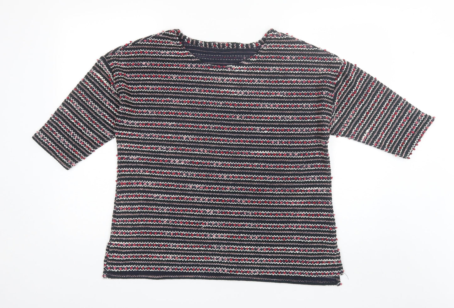 Nutmeg Womens Pink Round Neck Striped Polyester Pullover Jumper Size 16