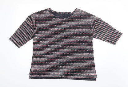 Nutmeg Womens Pink Round Neck Striped Polyester Pullover Jumper Size 16