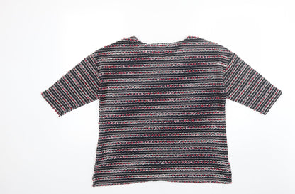 Nutmeg Womens Pink Round Neck Striped Polyester Pullover Jumper Size 16